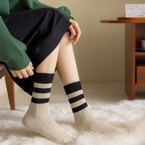Retro Striped Crew <b>Socks</b> Women Autumn Winter Breathable Mid Calf <b>Socks</b> Japanese Style College Fashion Casual <b>Socks</b> - Product Image 5
