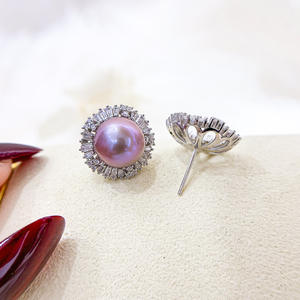 Accessoires de perles DIY en argent S925 pour boucles d'oreilles avec perles de 10-11 mm 21153 Support creux Cache-boutons Bijoux de fabrication Crochet d'oreille - Product Image 4