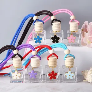 China supplier 10ml perfume glass bottle for oil diffuser car scent hanging wooden cap