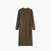 Usine personnalisé femmes pull en tricot à manches longues col rond dames robe pull long en tricot grande taille côtes femmes robe en tricot