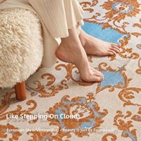 Europäischer Luxus-Teppich mit Geometrischem Muster aus Poly-Baumwolle, Dreidimensional Jacquard-Gewebt mit Handgenähten Fransen