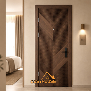 Puerta Interior de Madera Moderna y Minimalista, Puerta de Madera con Marco Delgado de Lujo para Proyectos Residenciales y Villas, Tamaño Personalizado - Product Image 6