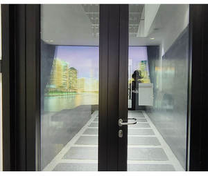 现代铝合金铝玻璃摇摆平面设计法国门框黑色门 - Product Image 3