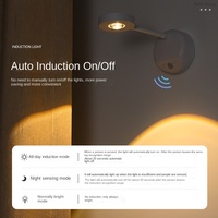 Lampu Sorot Sensor Gerak LED Mini Nirkabel Dapat Diatur, Lampu Dinding ABS Modern, Dapat Diredupkan, CRI Tinggi 90, untuk Pengecatan Dalam Ruangan