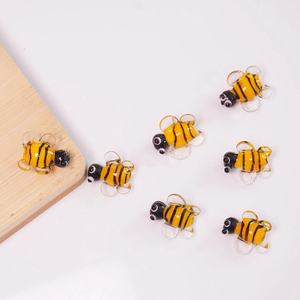 Custom Miniature Small Cute 14K Gold Plated Lampwork Glass <b>Honey</b> Bee Animal Figurine Beads for DIY Jewelry - Product Image 3