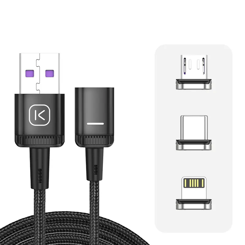 Marchio KUULAA 3 in 1 Micro magnete cavo di ricarica veloce in Nylon Super ricarica 3 magnetico cavo a testa magnetica Usb C Plug