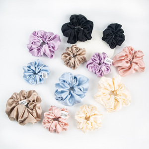 Chouchou en soie à haute élasticité, couleur unie, pour usage quotidien - Product Image 2