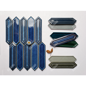 Mosaïque <span class=keywords><strong>de</strong></span> carreaux en céramique bleu foncé en forme <span class=keywords><strong>de</strong></span> piquet hexagonal long pour restaurant, buffet, hôtel, cuisine, mur, <span class=keywords><strong>salle</strong></span> <span class=keywords><strong>de</strong></span> <span class=keywords><strong>bain</strong></span>, crédence, décoration - Product Image 1