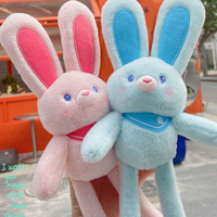 Peluche lapin vidéo tendance pour enfants, jouet amusant créatif anti-stress avec oreilles ajustables, poupée animale en peluche