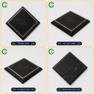 Premium 6 Inch Black Marble <b>Tile</b> with Elegant Brass Linings for Accent Walls Living Room <b>Decoration</b> Restaurant Interiors - Product Image 3