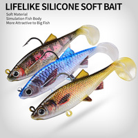 Aotuo Leurre souple réaliste à queue en T avec plomb intégré, 8cm-13cm, 9.5g-28g, avec hameçon simple pour la pêche au bar en bateau - Vente chaude