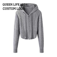 Logo personnalisé chandails de style Preppy à double boutonnage pour femmes avec appliques à boutons 100% manche lanterne en acrylique