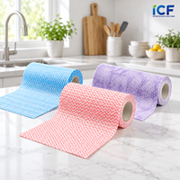 Gulungan Handuk Nonwoven Spunlace Kapasitas Minyak Tinggi, Dapat Digunakan Kembali, Lembut, Daya Serap Tinggi, Kain Pembersih untuk Meja Dapur