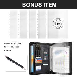 Leathario Raccoglitore a 3 Anelli con 5 Fogli Protettivi, Organizer per <span class=keywords><strong>Tablet</strong></span> da 13 Pollici, Cartella A4 in Pelle Vegana, Blocco Note Multitasche - Product Image 2