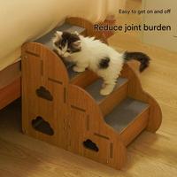 Escalier pour animaux de compagnie rectangulaire en bois moderne de qualité supérieure, 4 marches antidérapantes, échelle d'escalade pour chat, portable pour lit ou canapé haut, mobilier sûr pour animaux de compagnie
