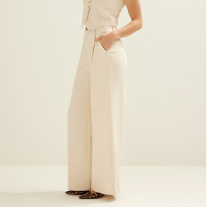 <span class=keywords><strong>Pantaloni</strong></span> a pieghe a gamba larga personalizzati 2024 autunno <span class=keywords><strong>pantaloni</strong></span> chino alla moda Casual dritti eleganti da lavoro da ufficio da donna <span class=keywords><strong>pantaloni</strong></span> da abito <span class=keywords><strong>Beige</strong></span> arricciati - Product Image 1