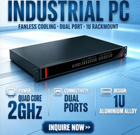Ordinateur de contrôle industriel embarqué sans ventilateur monté en rack 1U, refroidissement par aluminium, double port, mini PC compact 32G