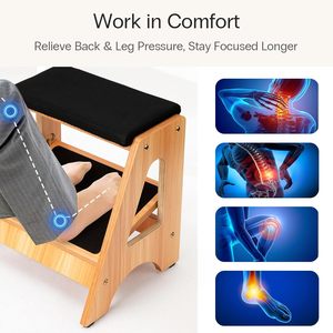 Repose-pieds en bois réglable, repose-jambes antidérapant, tabouret multifonctionnel pour la maison et le bureau - Product Image 3