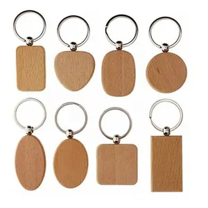 मिश्रित आकृतियाँ रिक्त लकड़ी कुंजी श्रृंखला व्यक्तिगत ईडीसी या सबसे अच्छा उपहार शिल्प लकड़ी चाबी का गुच्छा कुंजी अंगूठी टैग