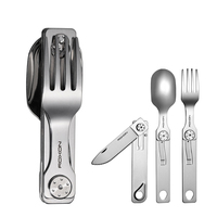 Fourchette-cuillère en acier inoxydable RON, pratique, pour le camping en plein air, série d'équipements pliables, couverts portables multi-usages, toutes saisons