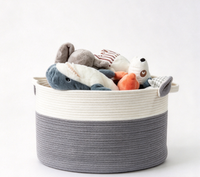 Panier de rangement en corde fait main, grand panier à linge avec poignées pour couvertures, vêtements, jouets, organisateur pour la maison et le camping