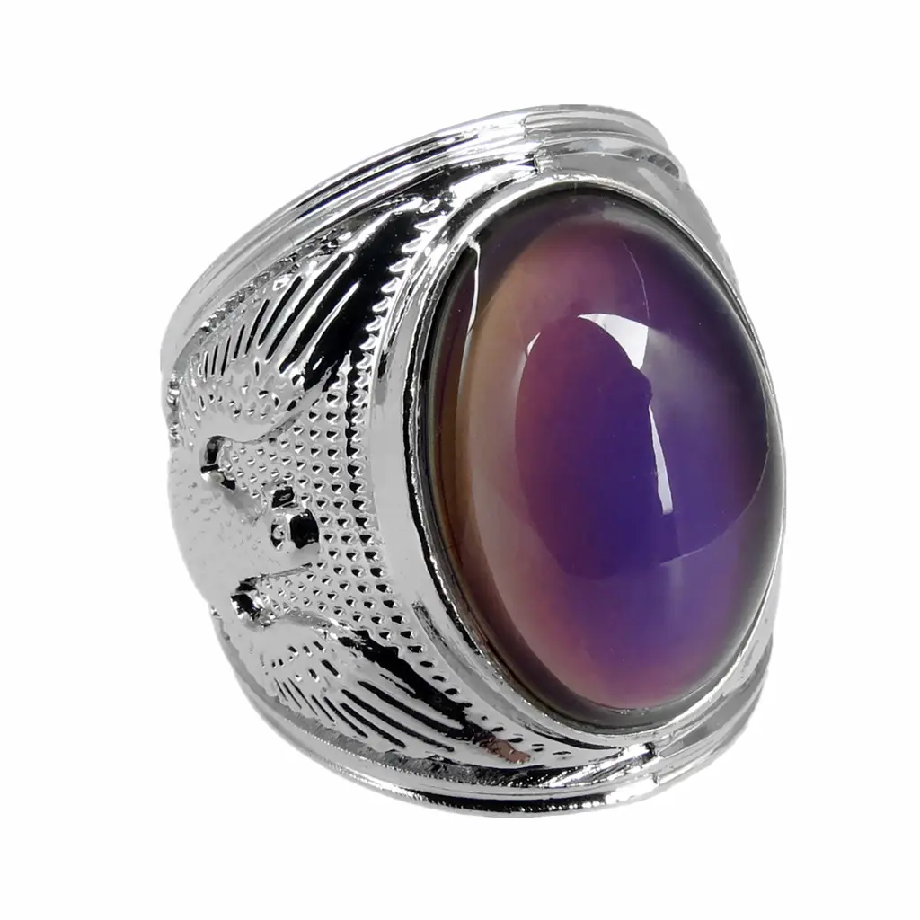 Anillos chapados en plata antigua para hombre y mujer, con diseño de temperatura, cambio de Color