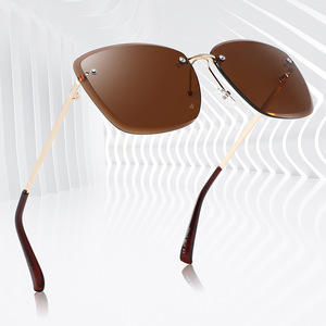 Gafas de Sol Unisex sin Marco, Lentes de PC con Protección UV400, Bisagras de Metal Negro, Almohadillas Nasales Ajustables, Ligeras, para Viajes, Moda y Conducción - Product Image 3