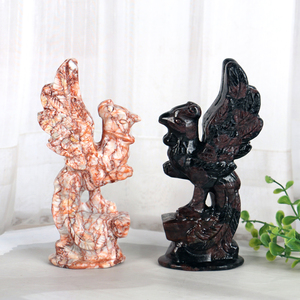 Vente en gros de sculptures d'animaux en pierre naturelle, sculptures d'oiseaux en cristal, sculptures de phénix debout pour la décoration de bureau - Product Image 3