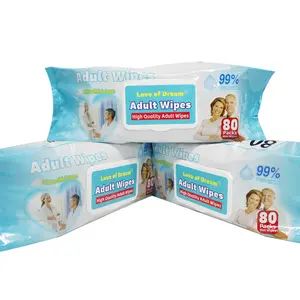 big size good quality hot selling parents use 50gsm 80pcs disposable for adults wholesale water wet wipes china Trade