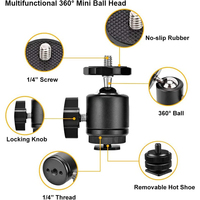 Pince Super Crab de Haute Qualité avec Vis 1/4, Rotule Mini 360°, Support de Fixation Rapide pour Trépied Appareil Photo DSLR