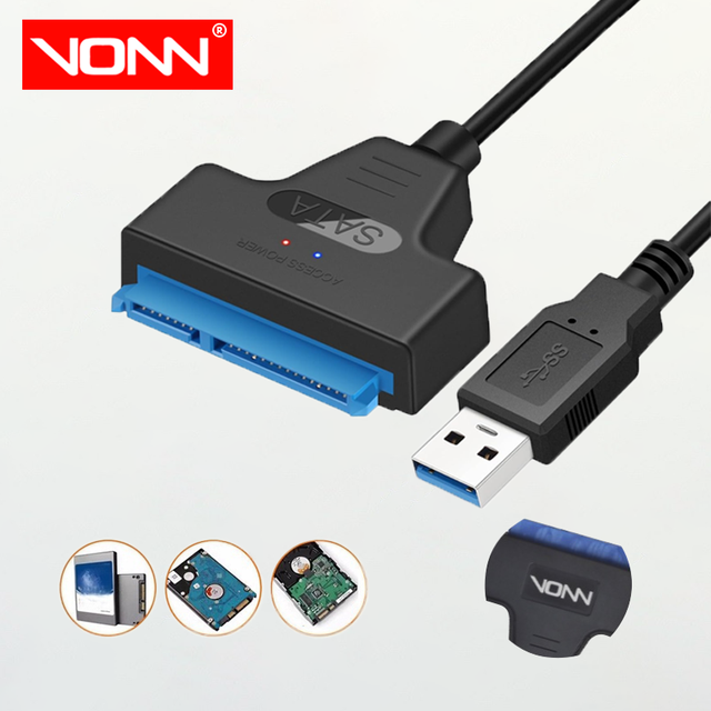 VONN Factory SATA USB 3.0 Adapter Converter PVC Cable for 3.5 2.5 Inch SATA HDD SSD SATIII Hard Drive Reader for Computer