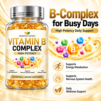 Vitamine B Complexe en Gros, 120 Gélules Molles, OEM ODM, Faible MOQ, Prix Fabricant, Haute Puissance B1 B2 B3 B6 B12 Énergie