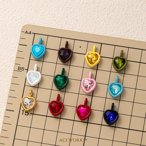Amuleto de Corazón con Piedra de Nacimiento Aura |   Colgante de Corazón de Acero Inoxidable con Circonita Pintada para Fabricación de Joyas |   Impermeable y Resistente al Deslustre - Product Image 4