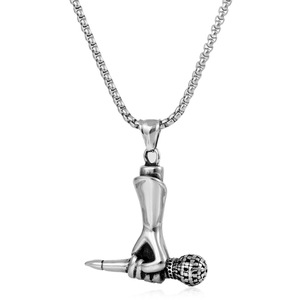 yunnique <b>Titanium</b> Steel Microphone Pendant Necklace 60cm <b>Chain</b> Gift for Men Women Rock Style Fashion Jewelry - Product Image 1