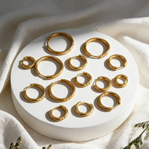 18k Plated Stainless Steel Round <strong>Earrings</strong> Huggies <strong>Small</strong> Women Men <strong>Silver</strong> Gold <strong>Hoop</strong> <strong>Earrings</strong> - Product Image 1