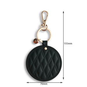 Luxury Style Fashion Popular Lady Brand Vintage Design PU Leather Cosmetic <b>Mirror</b> With Keychain - Product Image 2
