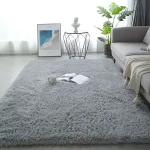 Alfombra suave para sala de estar, color gris puro, blanco y negro, grande, pequeña, peluda, para dormitorio