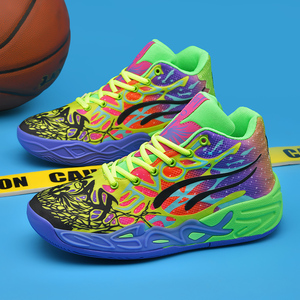 Chaussures de <span class=keywords><strong>basket</strong></span>-ball pour hommes, baskets montantes imprimées graffiti colorées, motif galaxie vibrant, chaussures de sport pour streetball et entraînement athlétique - Product Image 4
