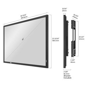 ทีวีมิเรอร์ 4K UHD ขนาด 43 นิ้ว พร้อมกรอบสีดำ |   กระจกอัจฉริยะกันน้ำสำหรับเตาผิง โรงแรม และตกแต่งบ้าน พร้อมจอแสดงผลแบบทีวี - Product Image 4