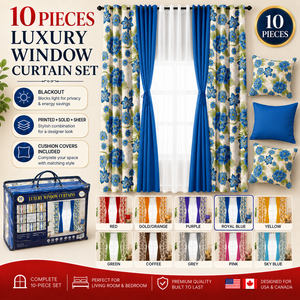 Lot de 10 rideaux occultants de luxe imprimés avec voilages 190 GSM pour salon – Vente Flash - Product Image 3