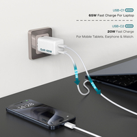 Cargador Gan de 65 W de Fábrica OEM, Tipo C, USB C, Carga Rápida Dual para iPhone, Samsung, Portátil, Adaptador de Teléfono, Cargador PD de 65 W