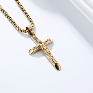 <b>Cross</b> Pendant Necklace Stainless Steel Unisex Hip Hop Style Jewelry Fashion Accessory - Product Image 3