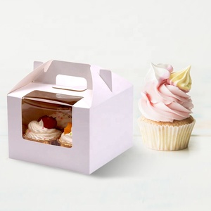Portable Muffin Box Paper Cup Cake Packaging Box Transparent Mousse Dessert Baking Packaging Box With Window
