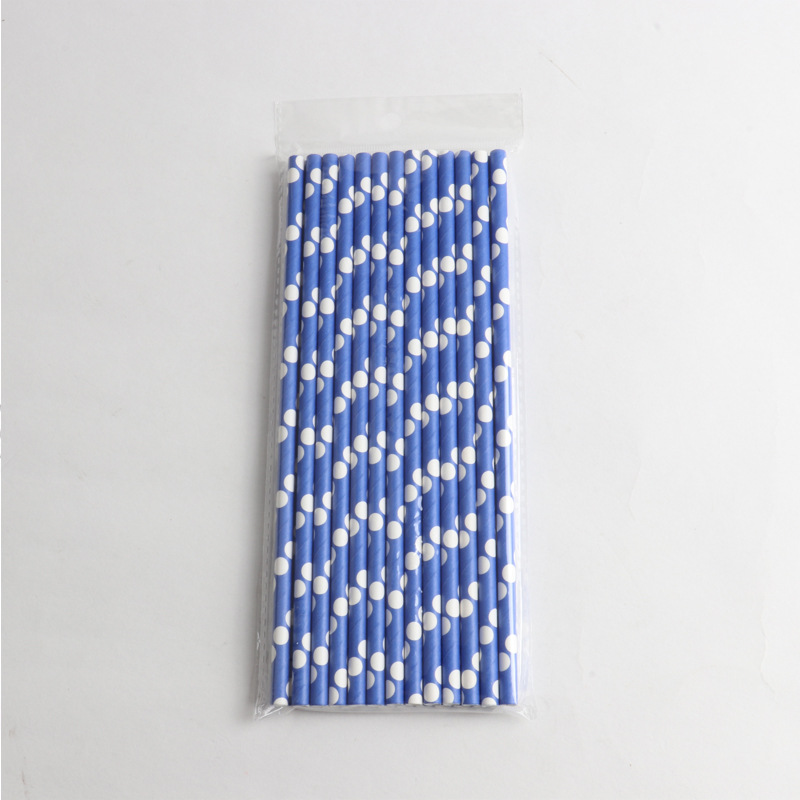 Disposable Colorful Dot Paper Straws for Coffee Shop Juice & Cold Drinks Degradable and Eco-Friendly for Ebay Sales