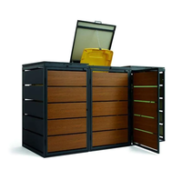 Poubelle extérieure en bois grainé sur mesure, armoire à poubelle verrouillable, abri à poubelle galvanisé à roulettes, boîte de rangement pour poubelle