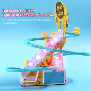 Conjunto de competição de pato, escada, pista de escalada, brinquedo com led, luz piscante e música c, para crianças, brinquedos, carro e pista