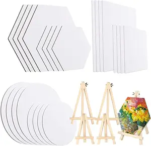 Wall art paintings 24 Packs Canvases for Painting with 4 Mini Easel, Canvas Panels for Oil Watercolor Canvas Painting Kit