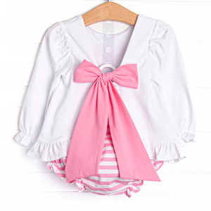 Conjunto de <span class=keywords><strong>pañales</strong></span> de rayas rosas y azules a juego para hermanos clásicos Boutique con monograma de algodón de manga larga para niños y niñas - Product Image 3