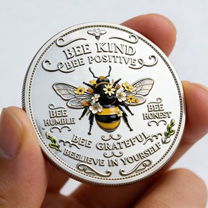 Groothandel 3D Bij Positieve Herdenkingsmunt Zonnebloem Honingbij Inspirerende Verzamelmunt voor Cadeaus & Souvenirs - Product Image 5