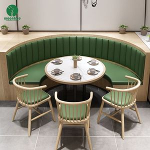 Moontree Pizza Cafetería Hotel Lujo Café Tienda de té Madera Cuero Cuadrado Café Restaurante Banco Sofá Muebles Mesa Silla Conjunto - Product Image 5